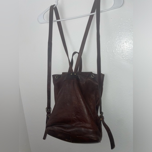 Bosboom Genuine Leather Brown Backpack Rucksack Bag w/ Push Lock Closure - Picture 9 of 11